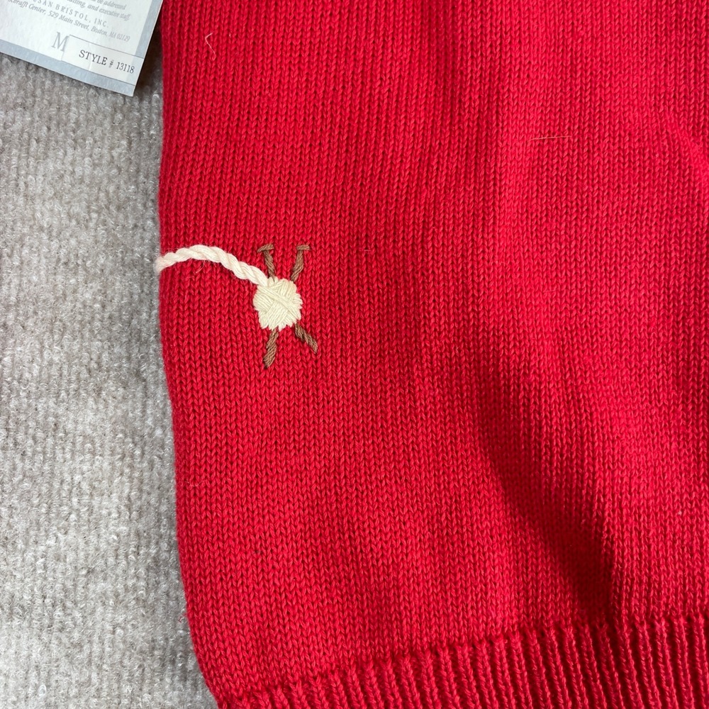 Susan Bristol Red Hand Embroidered Sweater M Mittens Jumpers USA - Picture 11 of 14